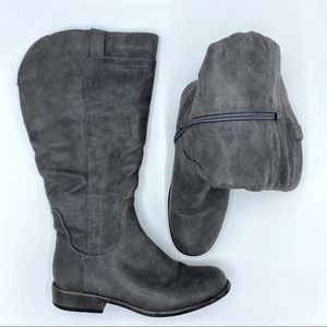 NOT RATED Grey Distressed Moto Calf Boots